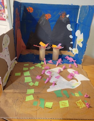 Toy Dinosaur in Dinosaur Habitat Craft